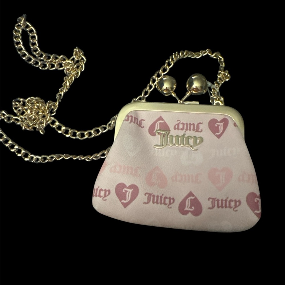 Juicy Couture Pink Heart Logo Kiss Lock Crossbody - Picture 2 of 8